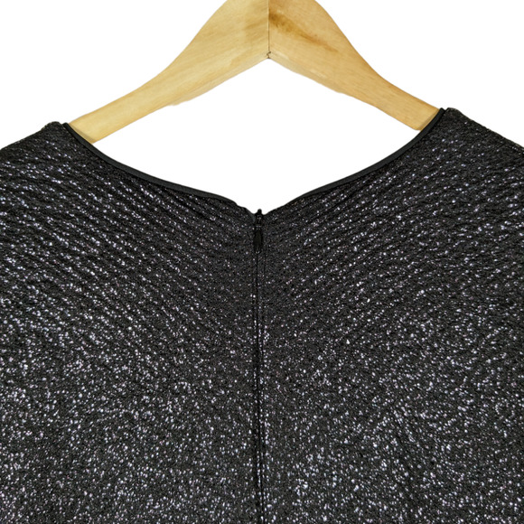 Julia Jordan Dress XL Black Silver Ombre Surplice Neck Pleated Sparkle Cocktail - Picture 8 of 11